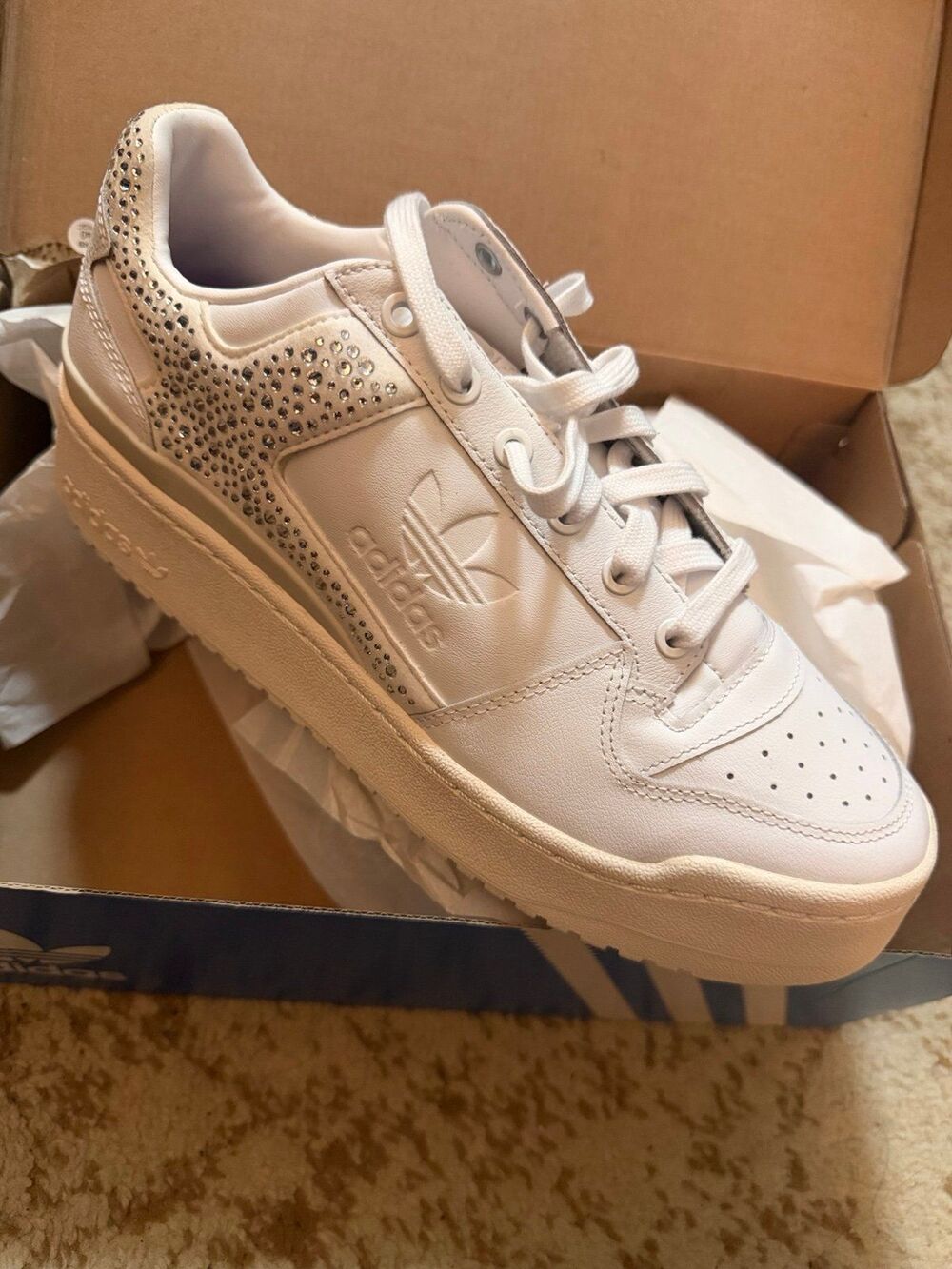 NEW adidas Forum Bold Sparkly Crystal White Women’s Size 10 H05060
